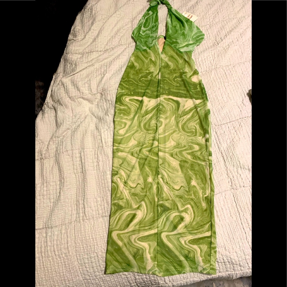 Naked wardrobe green dress summer dress medium